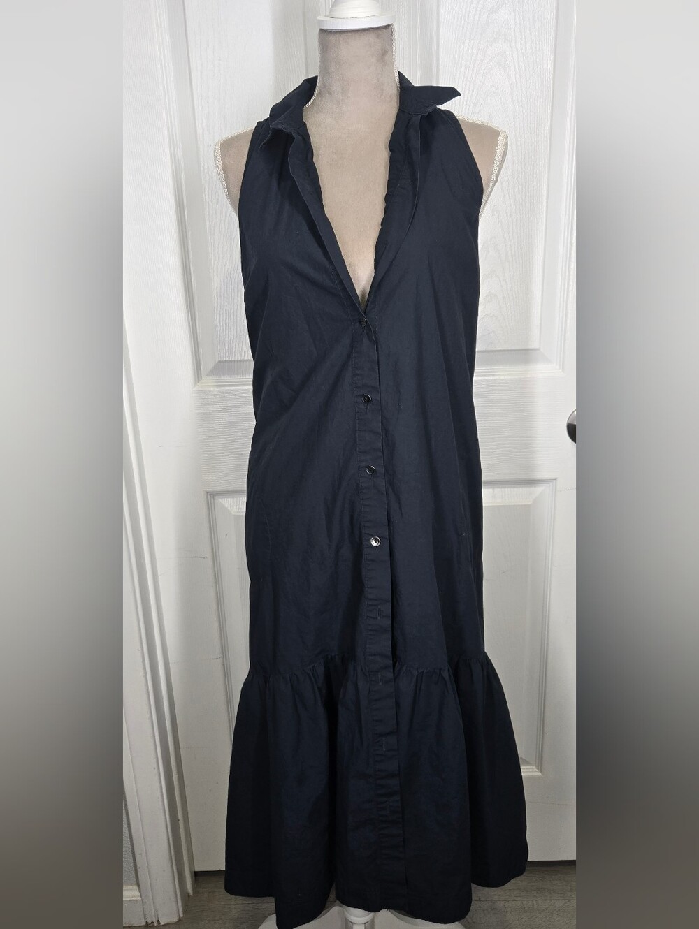 Maeve by Anthropologie Paola Flounced Midi Dress Black Small - Picture 7 of 16
